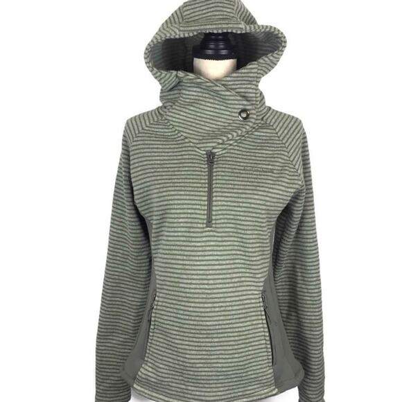 Avalanche Cascade Hooded Sweater Pullover Jacket Womens Sz Small Green Striped - Picture 1 of 8